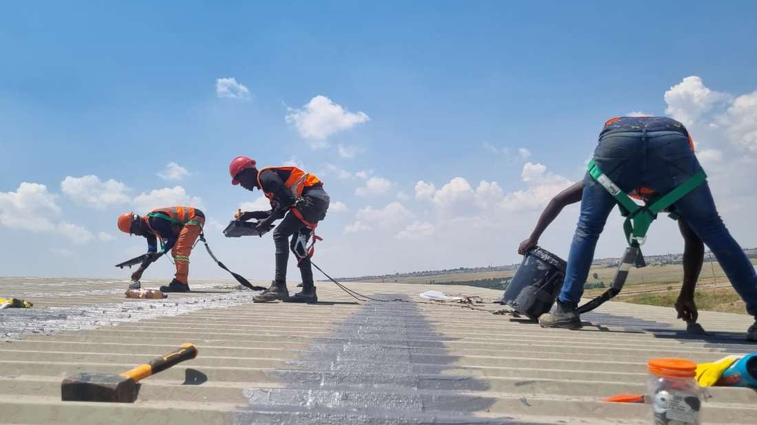 Roof waterproofing crew